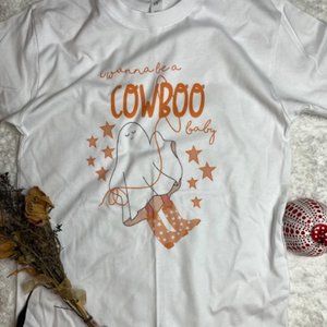 U Wanna Be a Cow Boo Cowboy Baby Kid Rock Halloween Western Ghost Costume Tshirt